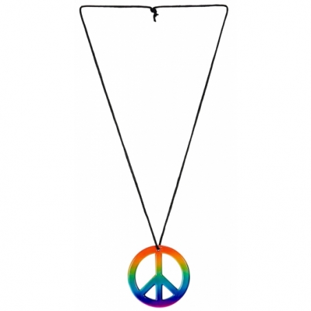 Accessoire hippie, collier peace and love arc en ciel