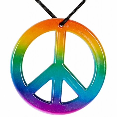 Collier hippie arc en ciel idéal pour accessoiriser une tenue années 60