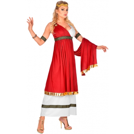 Déguisement d'impératrice romaine pour femme rouge et blanc