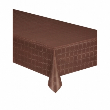 Rouleau de nappe marron chocolat en papier damassé (1.20 x 6 mètres)