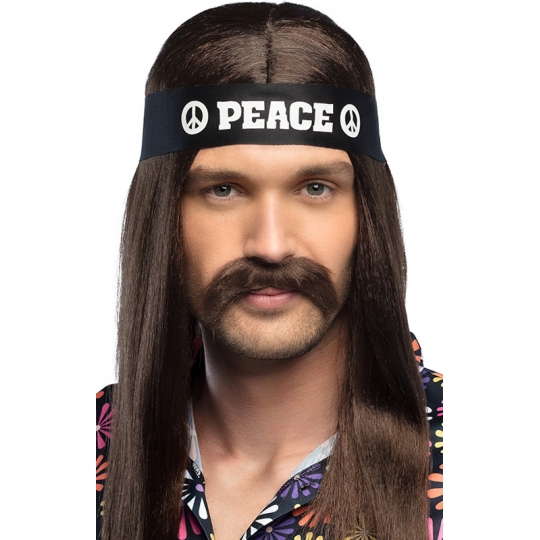 Perruque Hippie Homme Bristol – Look Rétro Décontracté, Marron/noir, Taille Unique