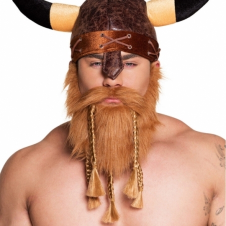 Barbe viking avec moustache rousse