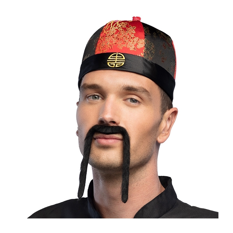 Moustache chinois noir auto-adhésive