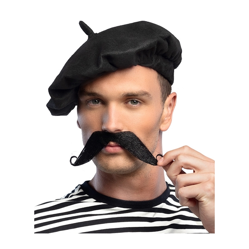 Moustache noire frenchie auto-adhésive