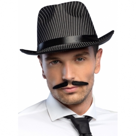 Moustache noire de gangster auto-adhésive