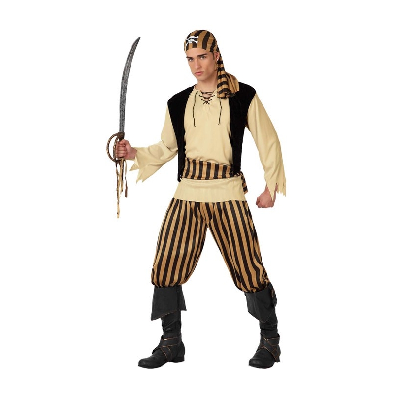 Déguisement pirate homme noir et or