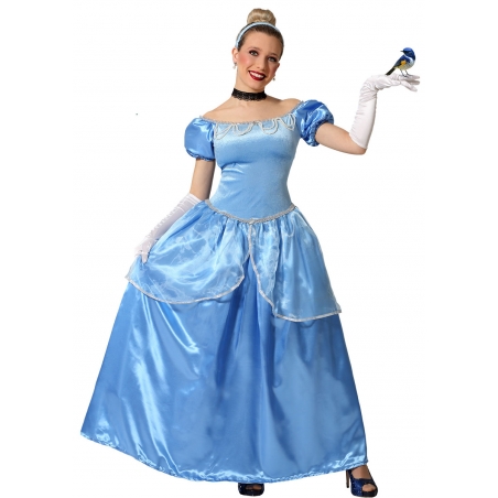 Déguisement princesse bleue pour femme, longue robe digne des contes de fées et dessins animés