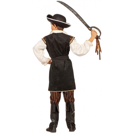 Costume de pirate luxe pour garcon avec pantacourt, ceinture et veste avec chemise incorporée