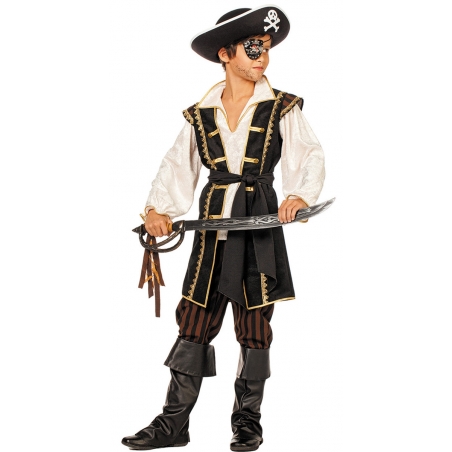 Déguisement de pirate pour garçon, costume avec pantacourt, ceinture et  veste avec chemise incorporée