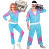 Déguisement années 80 pour hommes et femmes, jogging bleu turquoise Déguisement années 80 pour hommes et femmes, jogging bleu turquoise