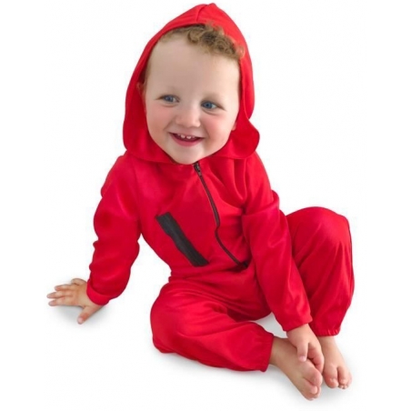 Combinaison rouge pour bébé de 12 à 36 mois idéale pour déguiser bébé en braqueur