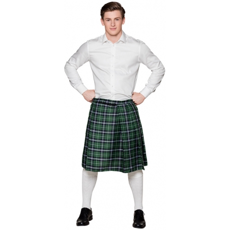 Kilt écossais vert tartan pour homme taille ajustable