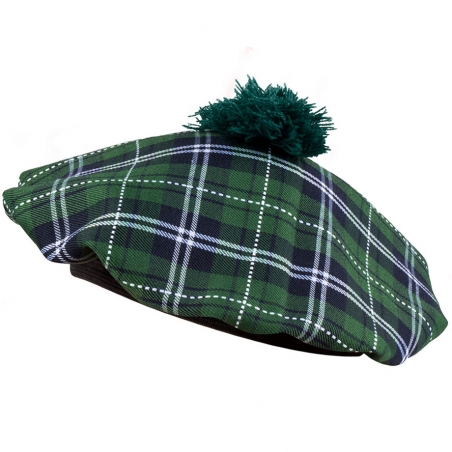 Béret écossais vert pour hommes et femmes motif tartan