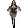 déguisement d'ange noir pour femme avec robe et paire d'ailes idéal pour une fête d'halloween