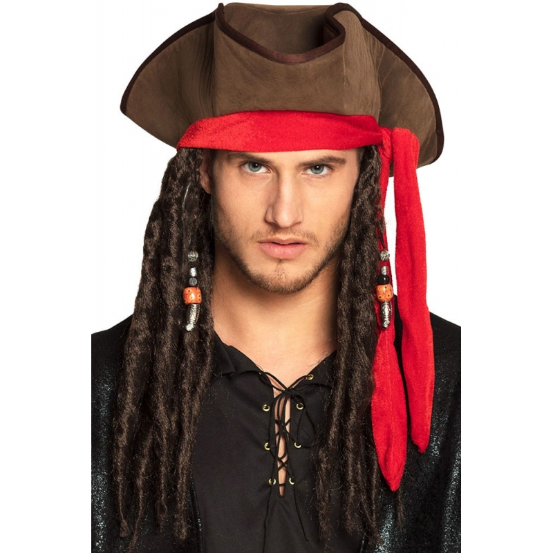 chapeau de pirate avec dreadlocks idéal pour accessoiriser votre costume