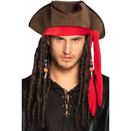 chapeau de pirate avec dreadlocks idéal pour accessoiriser votre costume