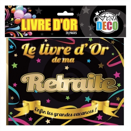 Spécial Retraite, ce livre d'or noir et or dispose de 20 pages à remplir de souvenirs