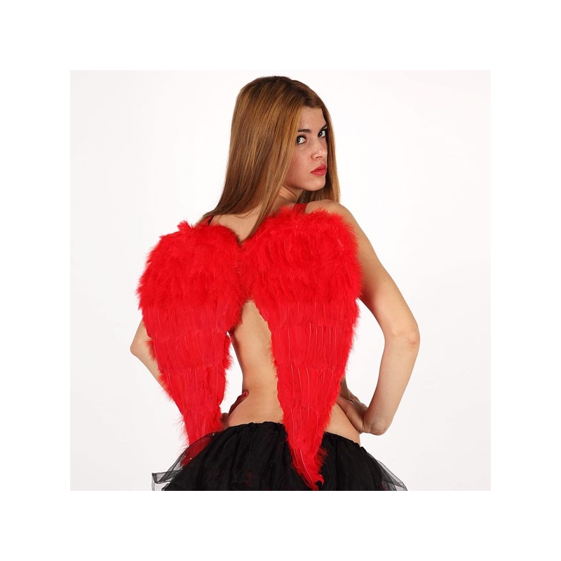 Paire d'ailes d'ange en plumes de couleur rouge - WA098A