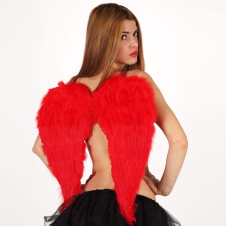 Paire d'ailes d'ange en plumes de couleur rouge - WA098A