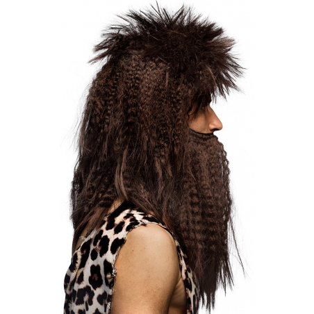 Perruque homme de cro-magnon avec barbe vue de profil