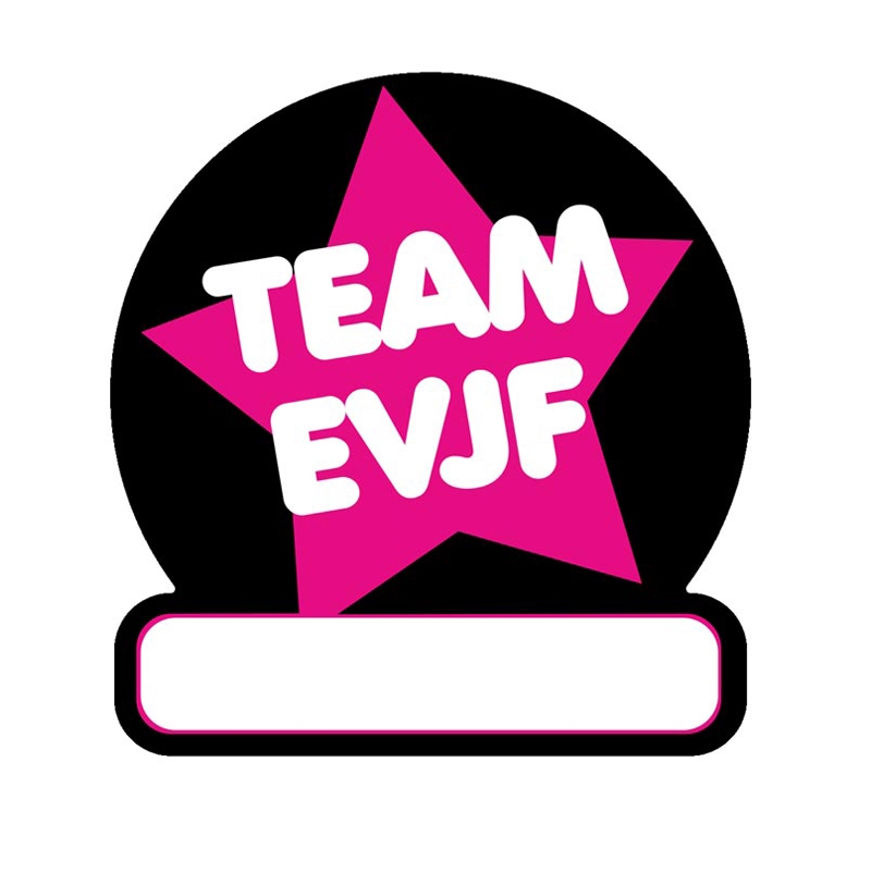 Badge EVJF Team autocollant idéal pour organiser un enterrement de vie de jeune fille personnaliser avec le prénom