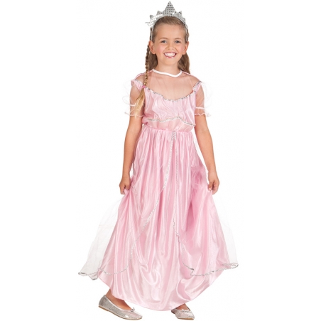 Robe de princesse rose pour fille avec tiare, un déguisement idéal pour se déguiser en Belle au bois dormant