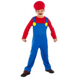 Déguisement Mario le plombier en salopette rouge et bleu pour enfant