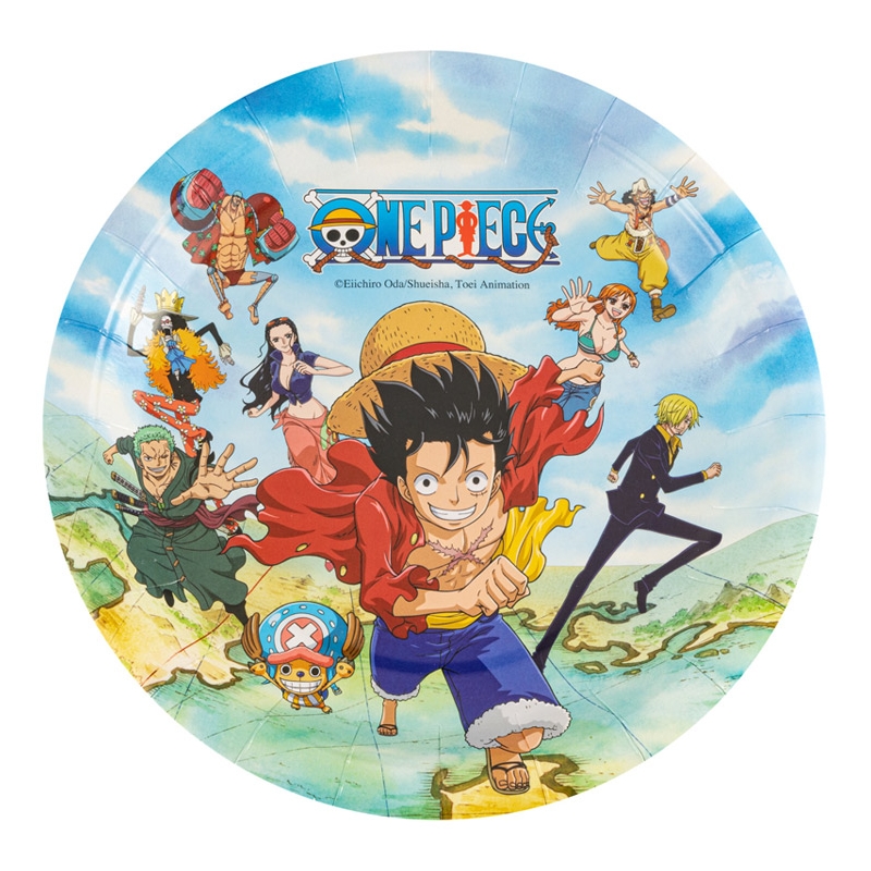 Assiettes anniversaire One Piece, lot de 8 assiettes éco-responsable