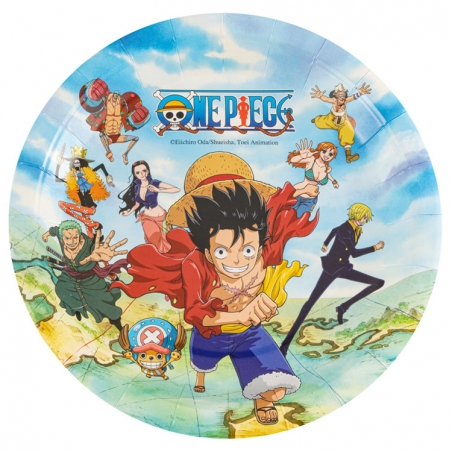 Assiettes anniversaire One Piece, lot de 8 assiettes éco-responsable