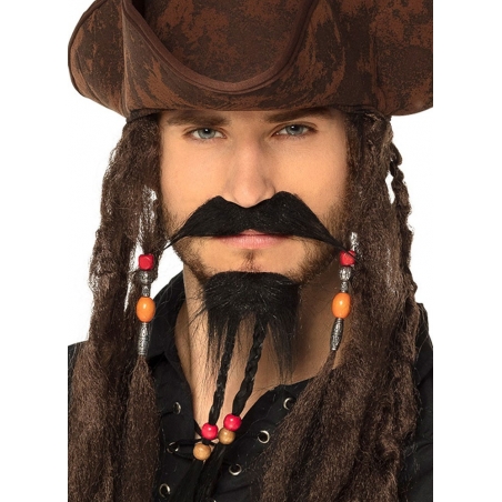 Bouc et moustache du pirate des caraibes auto-adhésif, adoptez le look de Jack Sparrow