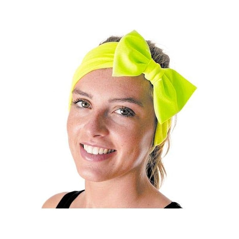 Bandeau vert fluo avec un gros noeud pour accessoiriser vos tenues années 80