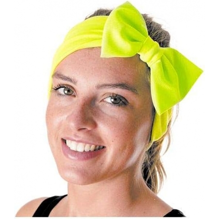 Bandeau vert fluo avec un gros noeud pour accessoiriser vos tenues années 80