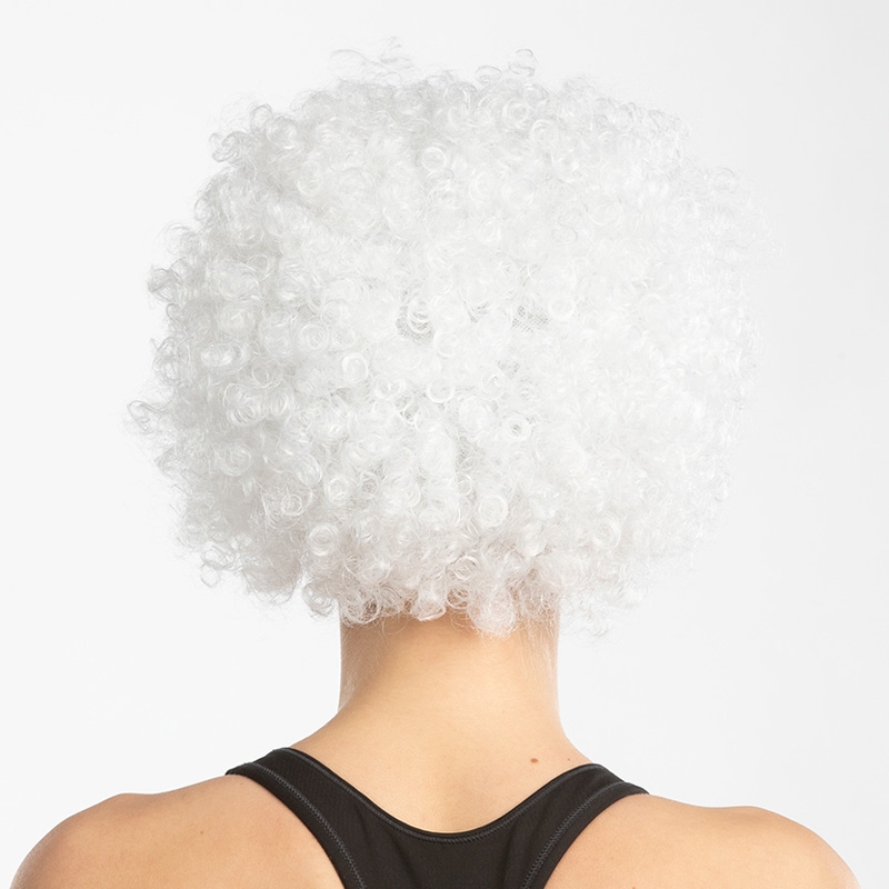 Perruque blanche coupe afro vue de dos - Années 70