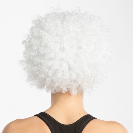 Perruque blanche coupe afro vue de dos - Années 70