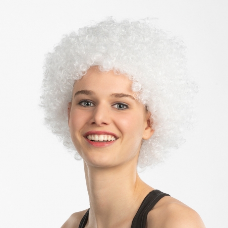 Perruque afro couleur blanche pour hommes et femmes