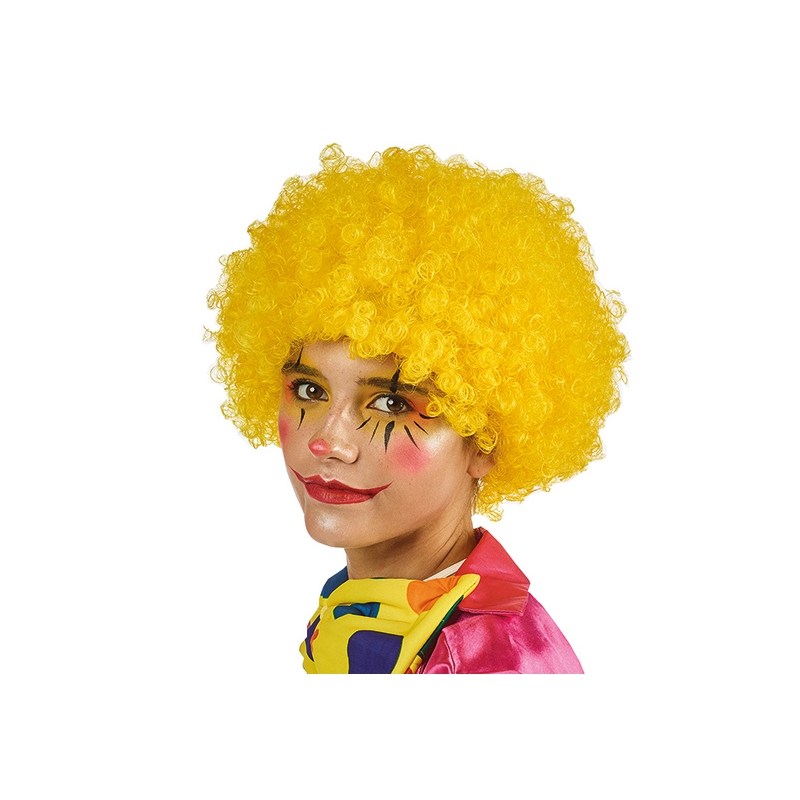 Perruque de clown jaune coupe afro pour hommes et femmes