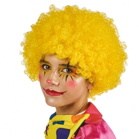 Perruque de clown jaune coupe afro pour hommes et femmes