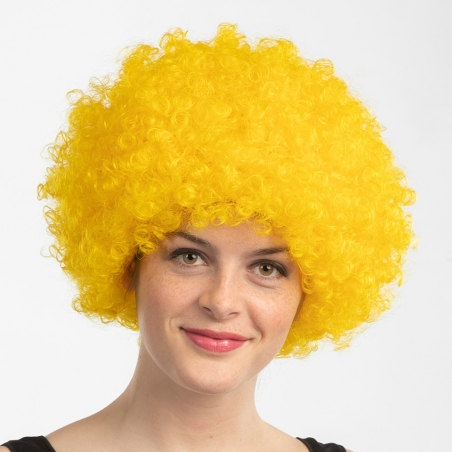 Perruque disco jaune coupe afro pour hommes et femmes