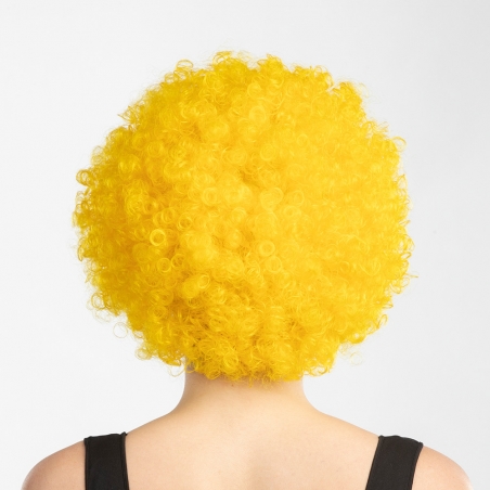 Perruque afroc jaune idéale pour une soirée thème années 70, disco