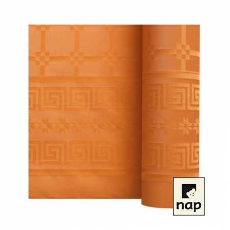 Rouleau de nappe orange en papier damassée idéale pour créer une déco de table automnal ou pour fêter Halloween