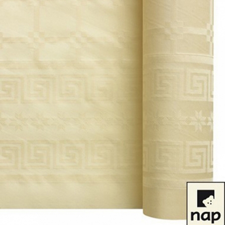 Nappe ivoire en papier damassé idéale pour réaliser votre décoration de table pour célébrer un mariage, une communion