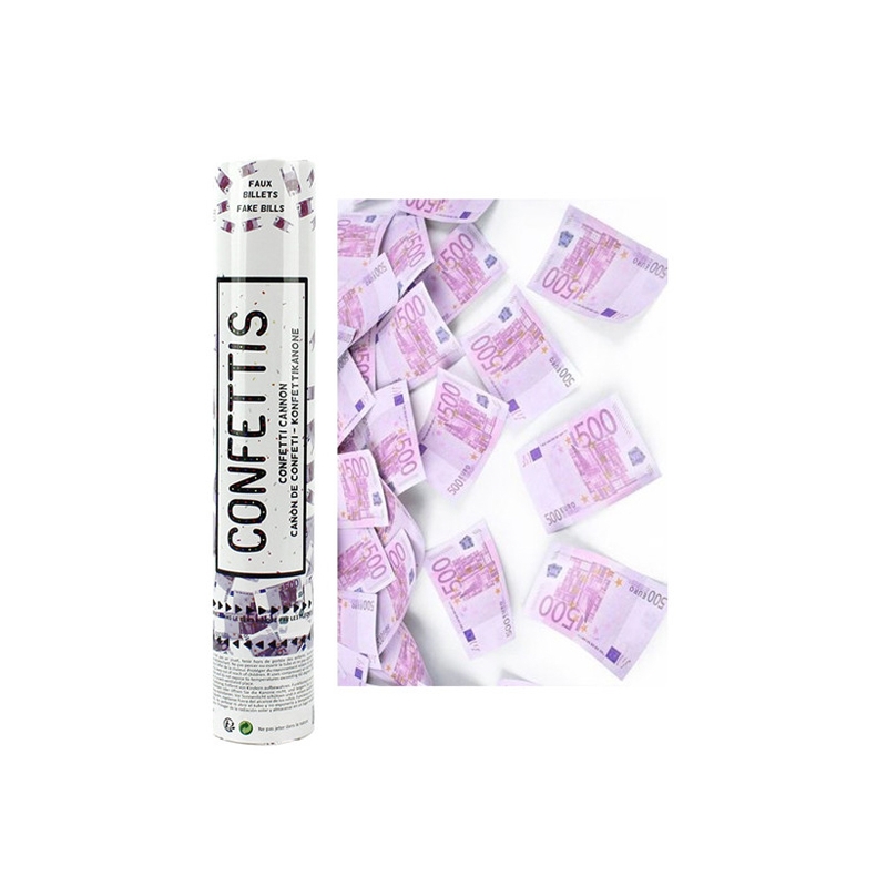 Canon à confettis billet de 500 euros, canon de 28 cm