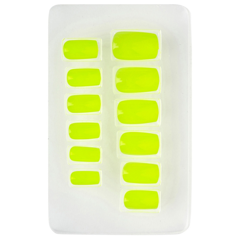 Boîte de faux ongles jaunes fluo