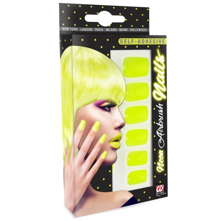 Faux ongles jaune fluo, flashy jusqu'au bout des doigts