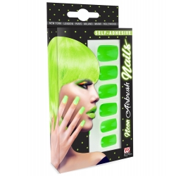 Faux ongles couleur vert fluo, flashy jusqu'au bout des doigts