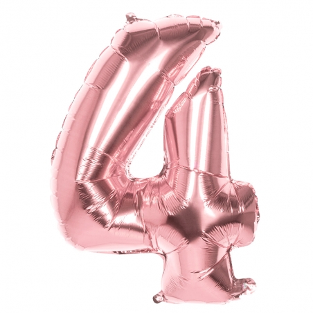 Ballon âge chiffre 4 couleur rose gold gonflage à l'air ou à l'hélium