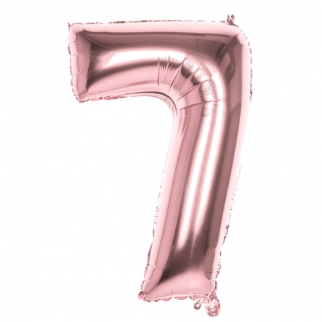 Ballon âge chiffre 7 couleur rose gold gonflage à l'air ou à l'hélium