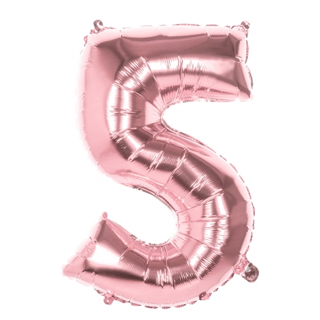 Ballon âge chiffre 5 couleur rose gold gonflage à l'air ou à l'hélium