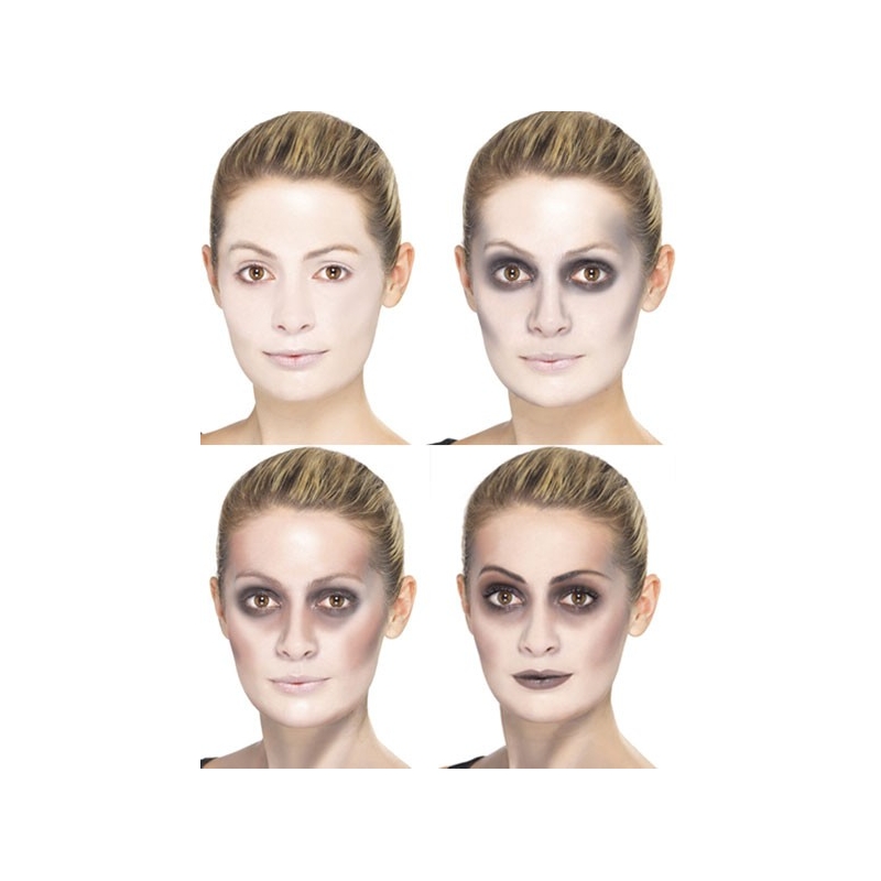 maquillage femme zombie, etape par etape - maquillage halloween