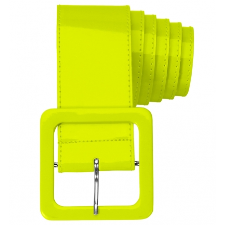 Ceinture jaune fluo en vinyl, un accessoire idéal pour vos tenues thème années 80